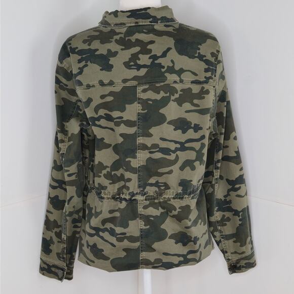 Lane Bryant EUC camo floral full zip embroidered cotton jacket 14/16 green pink - Picture 4 of 17